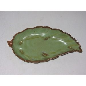 Vintage Frankoma Art Pottery Leaf Serving Dish # 225 Prairie Green